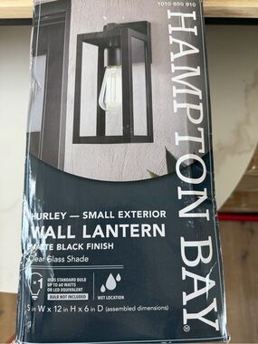 New Hampton Bay Hurley Small Exterior Wall Lantern - Matte Black